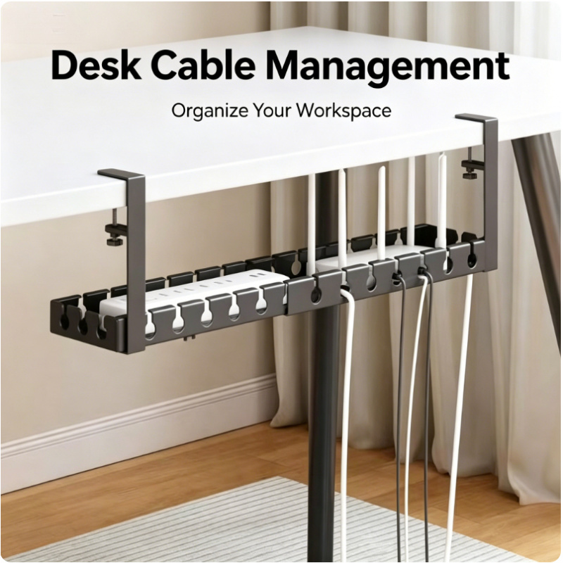 Cable Tray Under Desk - Support de rangement télescopique sous table,