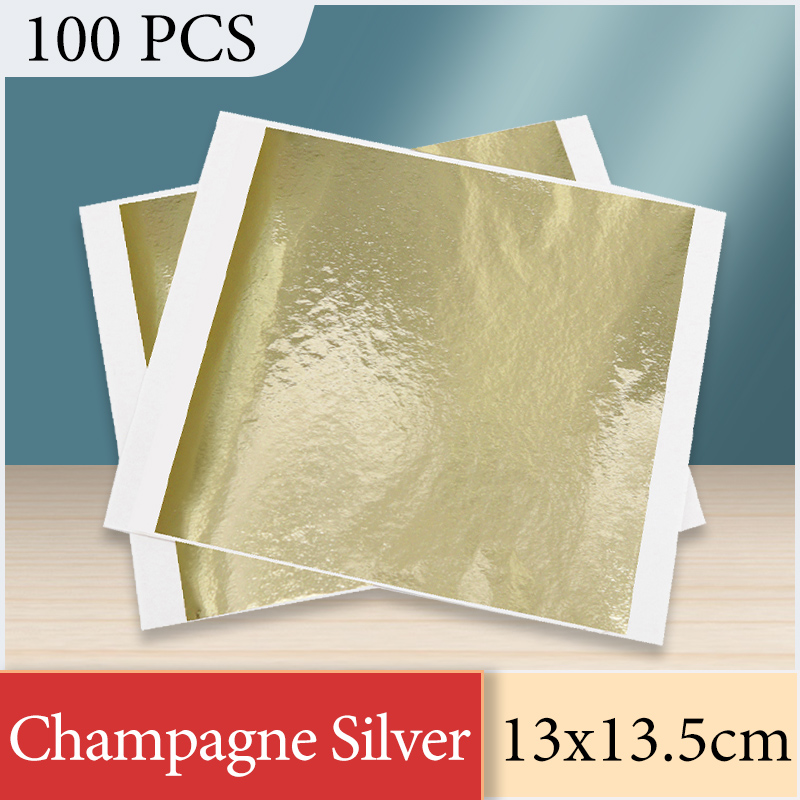 Office Furniture Loft - 13x13.5cm Champagne Argent Feuille Papier Or