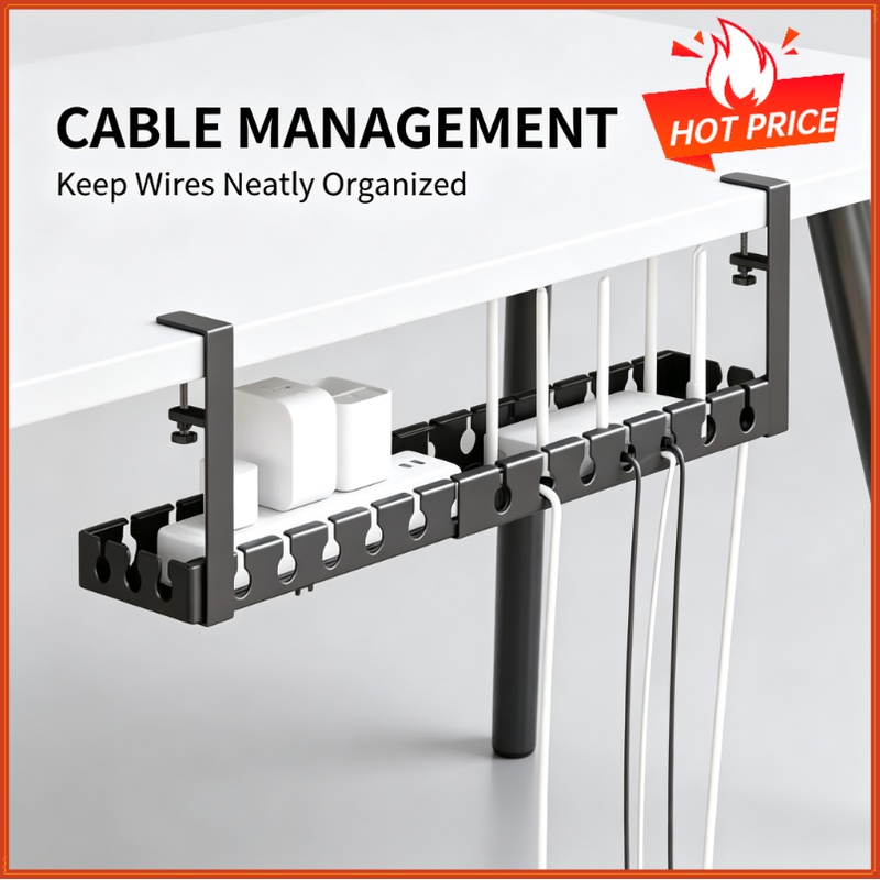 Cable Tray Under Desk - Support de rangement télescopique sous table,